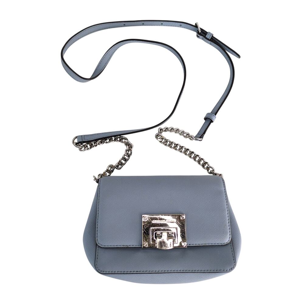 Michael Kors Tina Small Leather Bag w/ Removable Crossbody Strap Pale Blue 7x5"‎